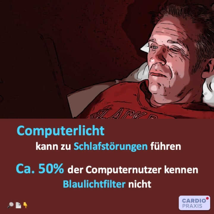 Computerlicht (Blaulicht) kann zu Schlafstörungen führen