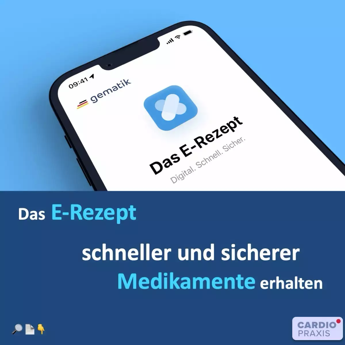 Beitragsbild für den Artikel. Es ist ein Smartphone mit einem Screenshot der E-Rezept-App zu sehen.